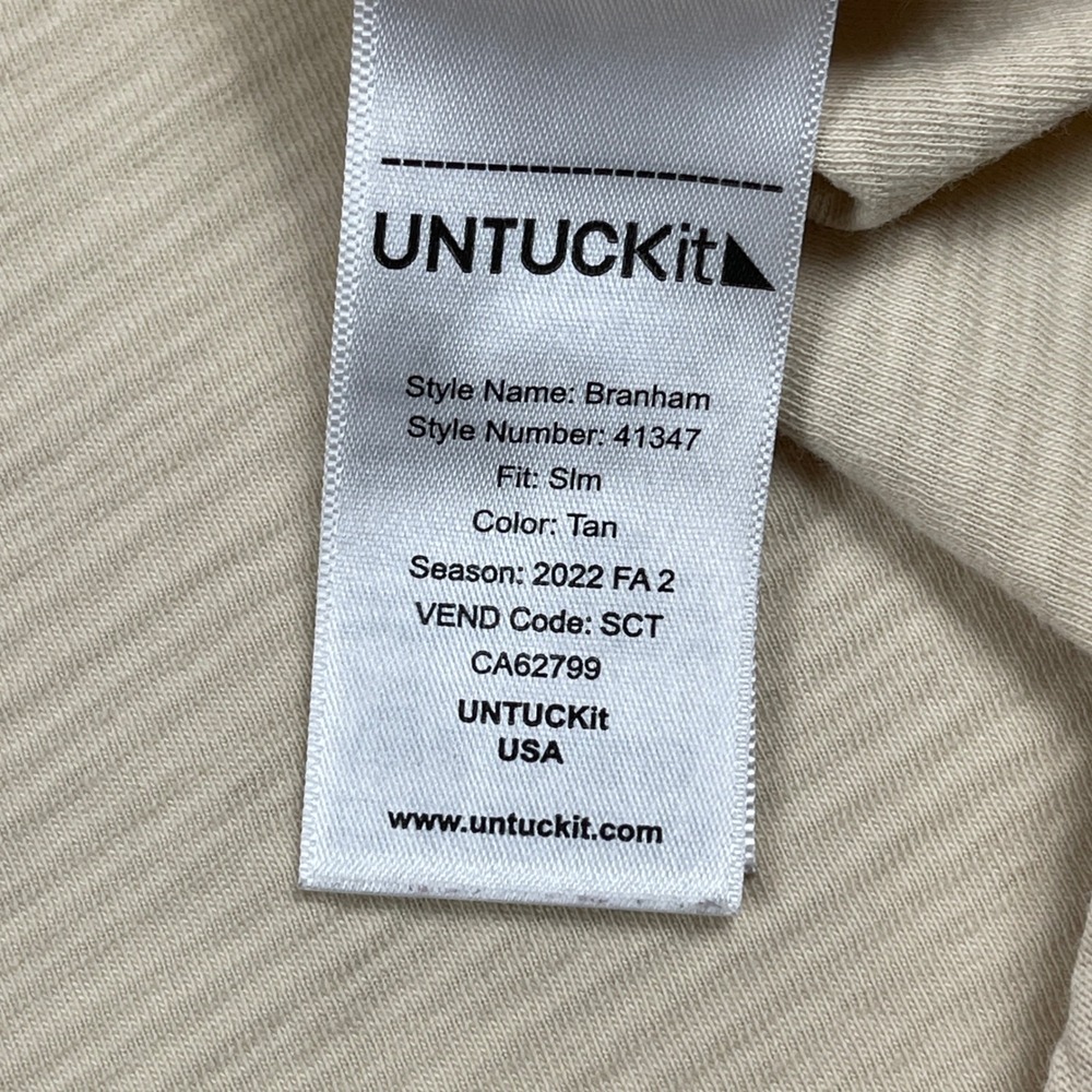 UNTUCKit Button Down Shirt Mens Large Tan Textured Cotton Long Sleeve Casual - Picture 9 of 13